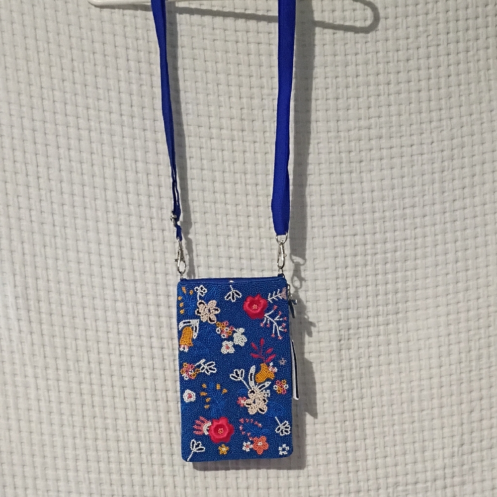 Tupperware Blue Floral Mini Crossbody Bag